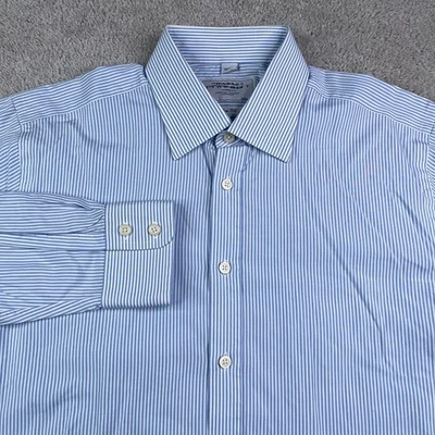 Camisa Charles Tyrwhitt Para Hombre 16.5-33 Azul Blanco Rayas Calce Ajustado Algodón Abotonada Foto 1 de 4