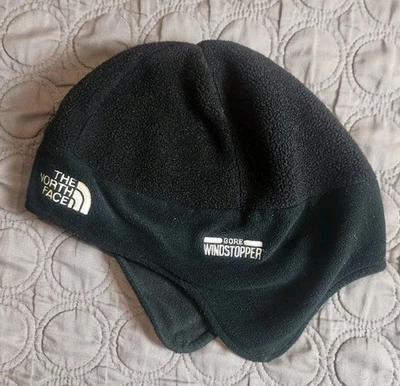 North Face Gore Wind Stopper Black Beanie Fleece Hat with Ear Flaps Size Large - Image 1 of 3