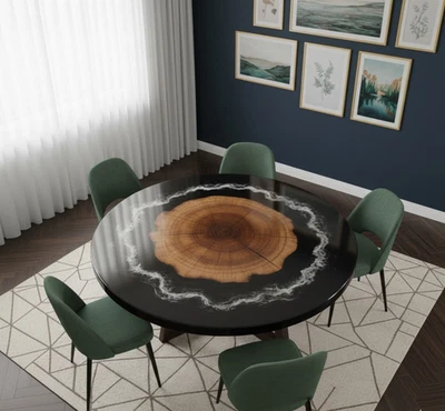 black epoxy table, dark wood epoxy table, coffee table, epoxy table ,walnut wood - Image 1 of 4