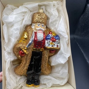 Glassware Art Studio Christmas Ornament Nutcracker Santa GlitterBoxed VTG Poland - Picture 1 of 6