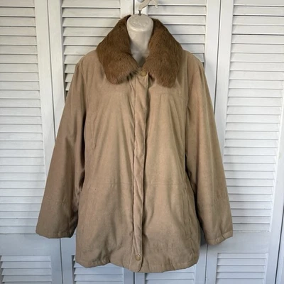 1 Chaqueta Madison Bronceada Imitación Gamuza con Cuello de Piel de Conejo Extraíble Cremallera Frontal L Foto 1 de 4