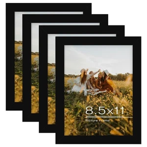  8,5x11 Bilderrahmen - Massivholz - schwarze Zierleiste - gehärtetes Glas Frontanschluss... - Bild 1 von 9