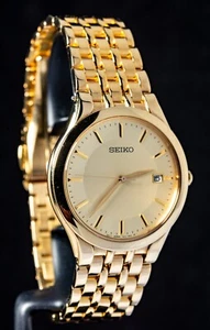 Seiko Gold-Tone Dial Men's Quartz Watch -- Working, Ø35mm Case - Picture 1 of 8