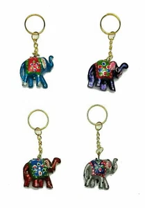 Llavero Elefante Asia Tailandia Bangkok madera pintada de colores - Imagen 1 de 5