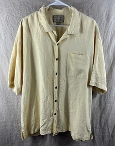 Jamaica Jaxx Men's Yellow 100% Silk Short Sleeve Button Down Shirt Size XXL - Picture 1 of 21