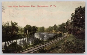 Buckhannon West Virginia, View Along Buckhannon River c1910s Postcard - Imagen 1 de 2