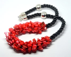 MASSIVE ARTISAN NECKLACE RED MOTHER OF PEARL STONES - Picture 1 of 7