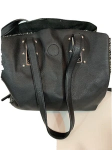 Wilson's Leather Peekaboo Geldbörse -schwarzes Leder- Reißverschluss schwarz & weiß Stoff - Bild 1 von 5