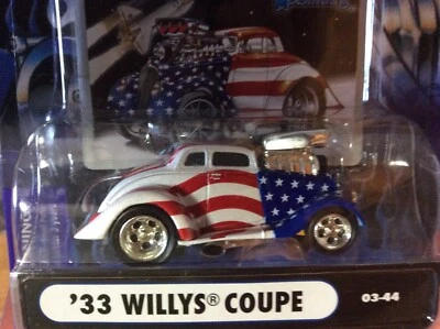 MUSCLE MACHINES STARS & STRIPES  1933 WILLYS COUPE 1/64 -- 33 WILLYS - - Image 1 of 3