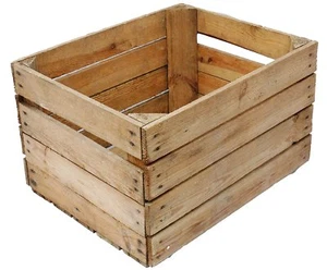 GRADED EUROPEAN VINTAGE WOODEN APPLE BOX STORAGE FRUIT CRATES BOX SHABBY CHIC .. - Picture 1 of 12