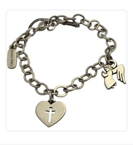 JAMES AVERY Rare BRACELET WITH 2 Charms ANGEL & Crosslet Heart - Picture 1 of 5