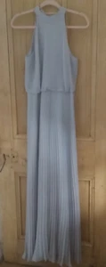 Oasis Grey Pleated Long Halterneck Maxi Dress size 10(Retail Price £85 BNWT) - Picture 1 of 11