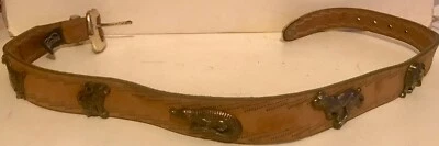 CINTURÓN BRIGHTON CUERO VINTAGE TIGRE COCODRILO LEÓN CABALLO MONO TALLA 26 SIN RESERVA Foto 1 de 4