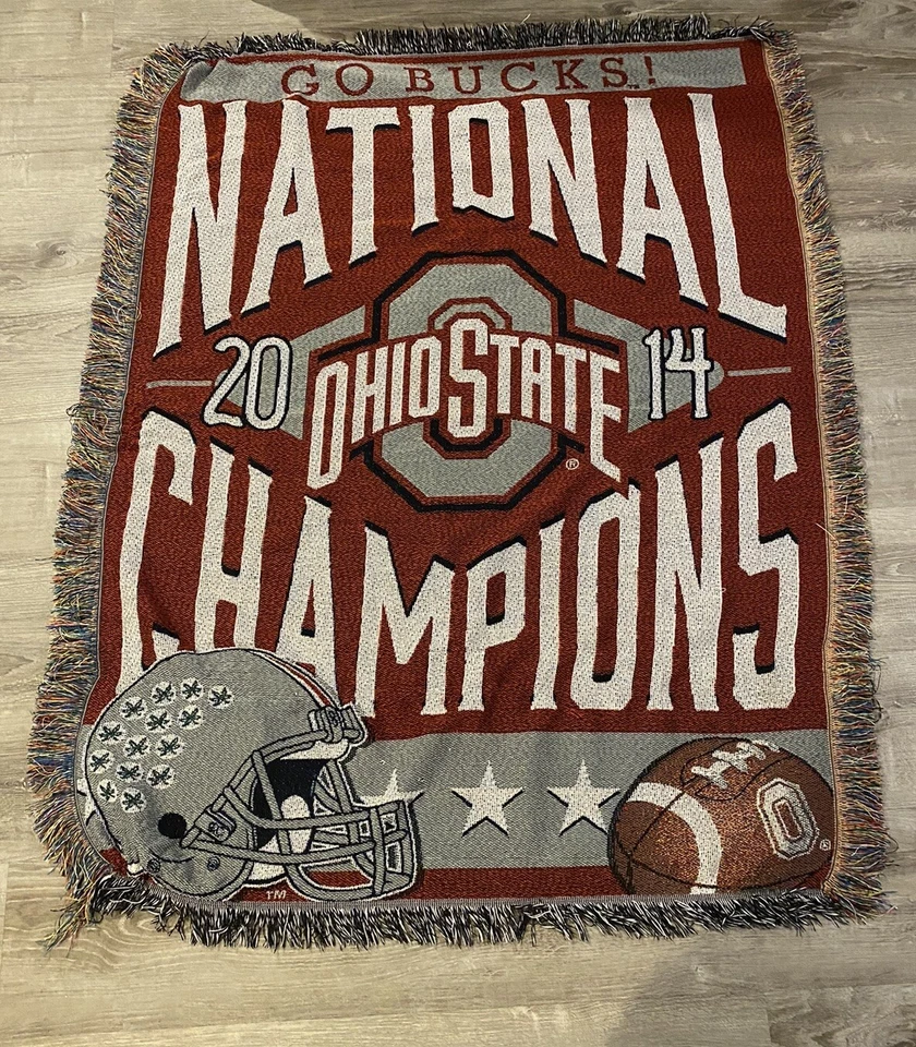 2014 Ohio State Buckeyes NCAA Football National Champion Throw Blanket SKU 14 - Image 1 of 4