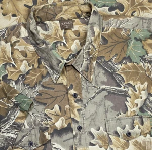 Vtg 90s Classics Button Up Short Sleeve Shirt Mens 3XL Green Advantage Camo USA - Picture 1 of 10