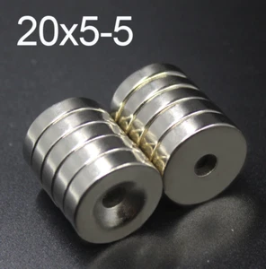 2Pcs 20x5-5 Neodymium Magnet 20mm x 5mm Hole 5mm N35 NdFeB Round Super Powerful  - Picture 1 of 1