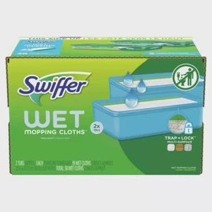 Swiffer Sweeper Wet Mopping Cloths Pack of 38 ( 2 packs of 19) - Picture 1 of 9