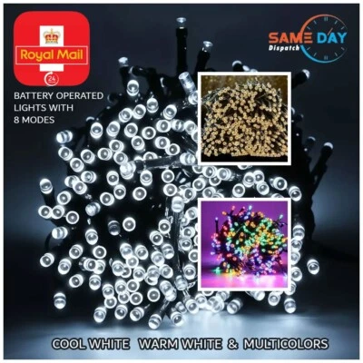 100 / 200 LED BATTERY OPERATED TIMER LIGHTS STRING FAIRY CHRISTMAS FESTIVAL XMAS - Image 1 of 4