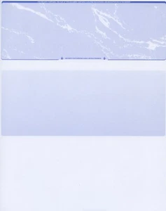 1000 Blank Check Stock Paper - Business Or Personal Check on Top - Blue Marble - Picture 1 of 5