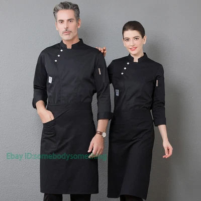 Mens Women Long Sleeve Chef Uniform Restaurant Kitchen Cooking Waiter Chef Coat - Image 1 of 4