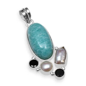 Mehrstein Edelstein 925 Sterling Silber Handarbeit Anhänger für Damen KP-166 - Bild 1 von 1