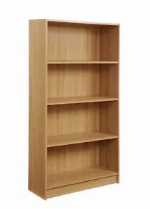 Oak 4 Tier Wide Bookcase Storage Display Shelving Unit Bookshelf Rack Stand - Picture 1 of 6