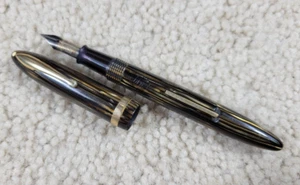 Vintage Sheaffers Tiger Stripe White Dot Fountain Pen Lifetime Nib 4 3/4" - Picture 1 of 5