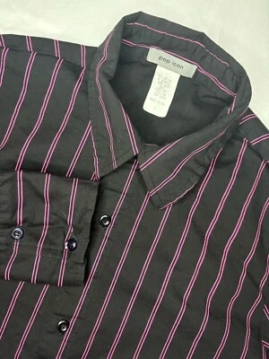 Camisa masculina ícone pop vintage grande manga longa botão para cima discoteca rave feita nos EUA 90 - Imagem 1 de 4