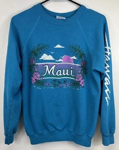 Sudadera De Colección Años 80 Maui Hawaii Cuello Redondo Para Mujer Talla M Turista Vacaciones Hecha en EE. UU. - Imagen 1 de 14
