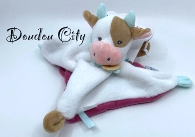 2844🌟Doudou Plat BABY NAT' Babynat Vache Cow Blanc Rose Pistache - Photo 1/3