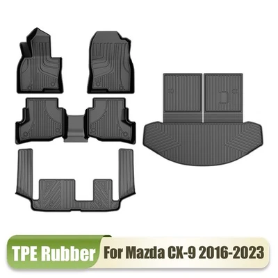 Fit for Mazda CX-9 7-Seats 2016-2023 TPE Floor Mats Cargo Liners Set Accessories - Image 1 of 4