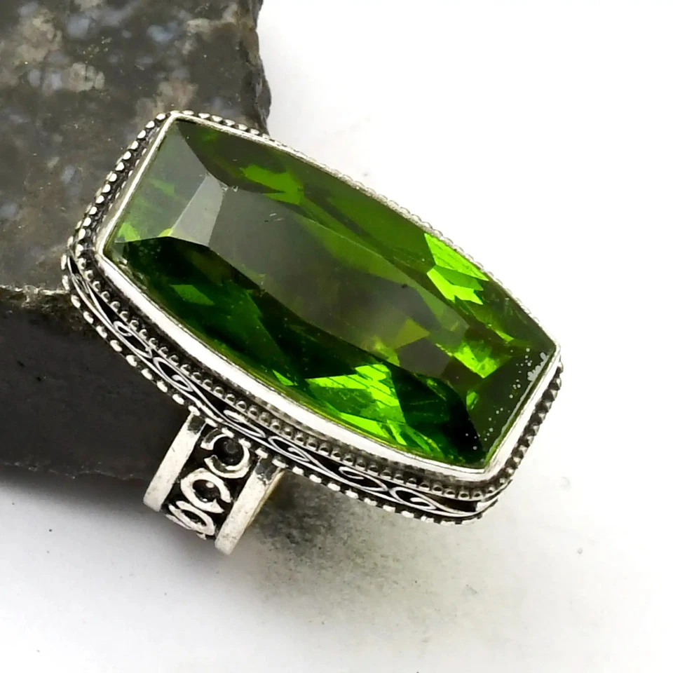 Anillo de diseño antiguo hecho a mano étnico de piedras preciosas de peridoto joyería talla 10 de EE. UU. AR 41598 Foto 1 de 1