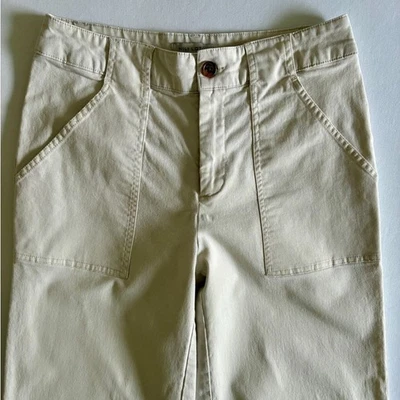 Pantalones Nili Lotan para mujer talla 6 caqui pierna ancha algodón elástico Foto 1 de 4