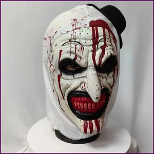Spaventoso Terrifier 3 Maschera Cosplay Halloween Arte Il Clown Sanguinato Lattice Morbido - Foto 1 di 24