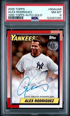 2025 Topps Series 2 Alex Rodriguez  1990 On-Card Auto /50 90AU-AR PSA 8 - Image 1 of 2