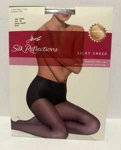 Nuovo Hanes Silk Reflections TG AB Barely There Silky Sheer Control Top OA925 - Foto 1 di 3
