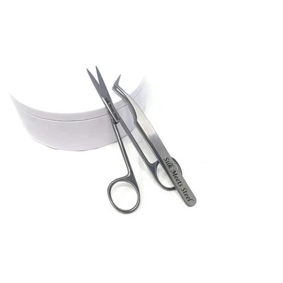 Durable Scissor and Curved Tweezer Set for Smooth Trimming, Cutting & Detail Use - Image 1 of 4