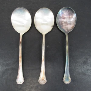 Reed & Barton Cucchiaio Zuppa Pompeiano Chiave Greca e Pergamena Design Lotto di 3 Vntg - Foto 1 di 8