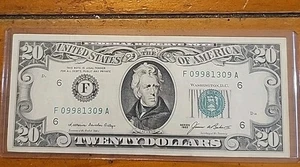 CRISP! Small Head Series 1985 $20 Bill Atlanta Serial Number F09981309A - Picture 1 of 6