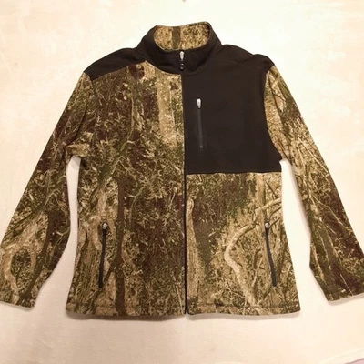 Reel Legends Mens Full Zip Camouflage Jacket XL Black Green Soft Shell Outdoor  - Image 1 of 4
