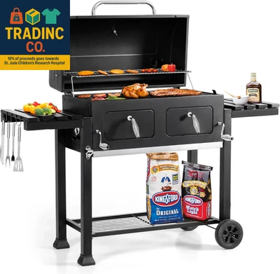 Угольный гриль Barrel с боковыми столиками, пространство для приготовления 794 квадратных дюйма, большой C - Изображение 1 из 4