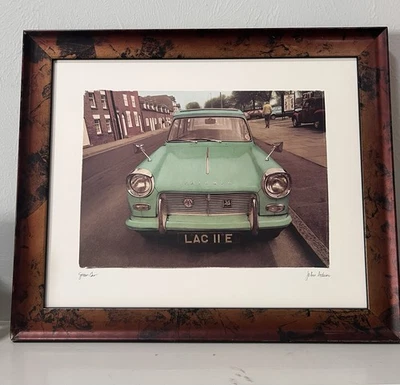 Rare JoAnn Arduini Signed Print – Vintage Green Triumph Car – Framed Wall Art - Image 1 of 4