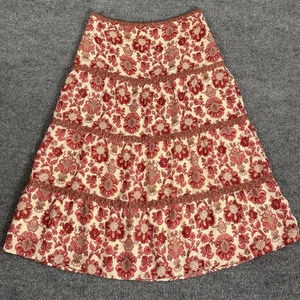 Vintage Ann Taylor Loft Skirt Women 10 Petite Paisley Tiered Maxi Lined Boho 90s - Picture 1 of 8
