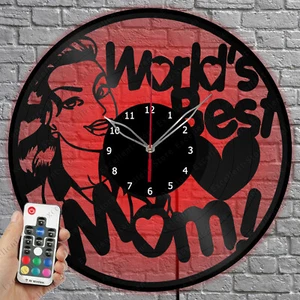 LED Vinyl Clock Best mom LED Light Vinyl Record Wall Clock Home Decor 1439 - Picture 1 of 11