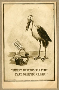 Vintage Postcard Stork & Company Twins One Black & One White Baby - Picture 1 of 2