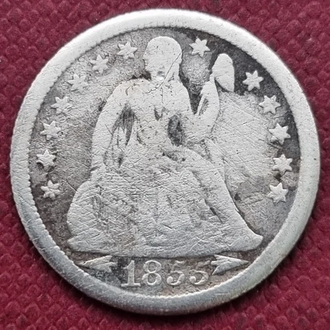 1855 Seated Liberty Dime 10c Better Grade  #31176 Cover