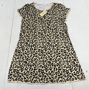 Ekouaer Khaki Leopard Print Short Sleeve Nightgown T-Shirt Dress Women’s Size L - Picture 1 of 6