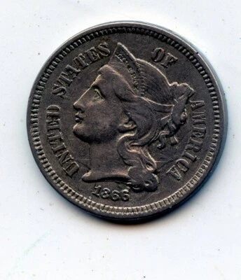1866 Three Cent 3c Nickel - Image 1 of 2