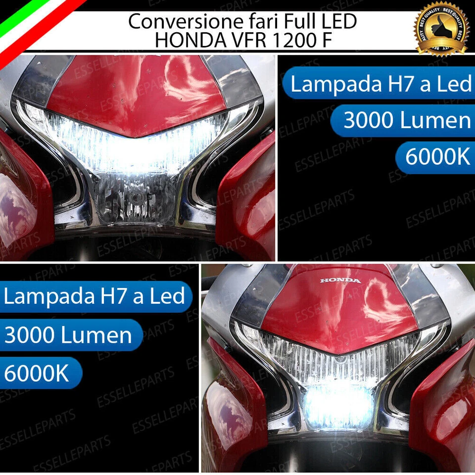 CONVERSIONE FARO LED PER HONDA VFR 1200 F ANABBAGLIANTE ABBAGLIANTE 6000K BIANCO - Immagine 1 di 4