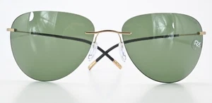 Silhouette Sunglasses 8697 75 7530 Titan Pilot Gold Green Flexible Light Wrap - Imagen 1 de 9